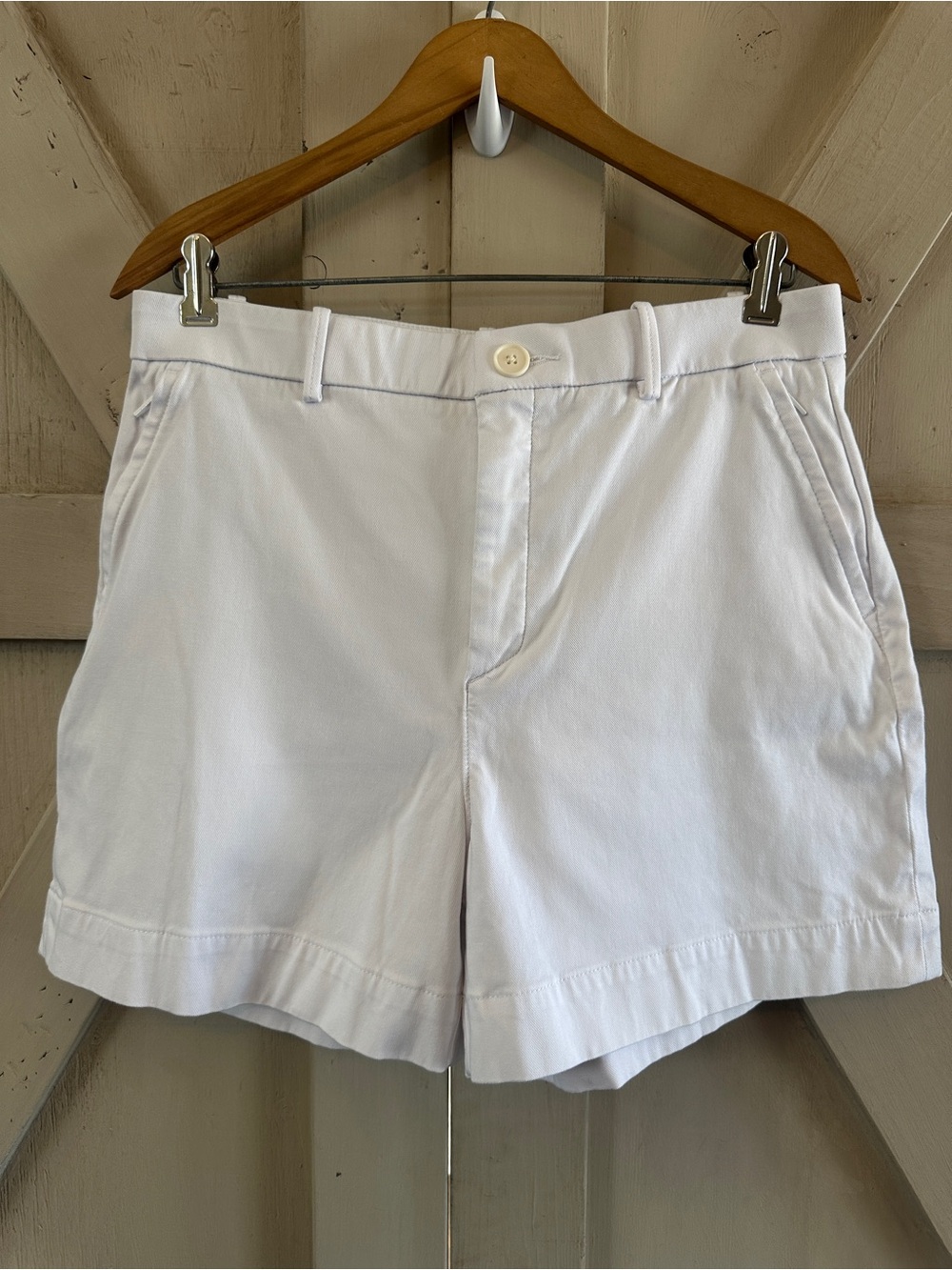 SPANX White Twill Shorts Women’s Large High Rise Pull-On Shaping Summer